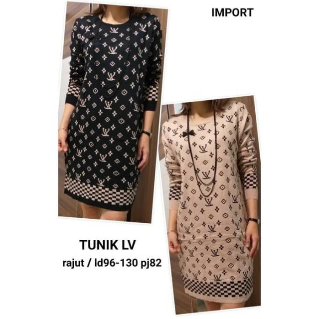 Tunik rajut LV SR 4WARNA import detail sesuai pict