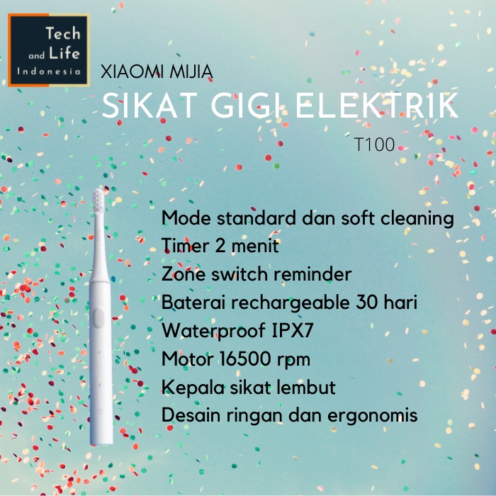 Mijia Sonic Electric Toothbrush T100 Sikat Gigi Elektrik - Putih