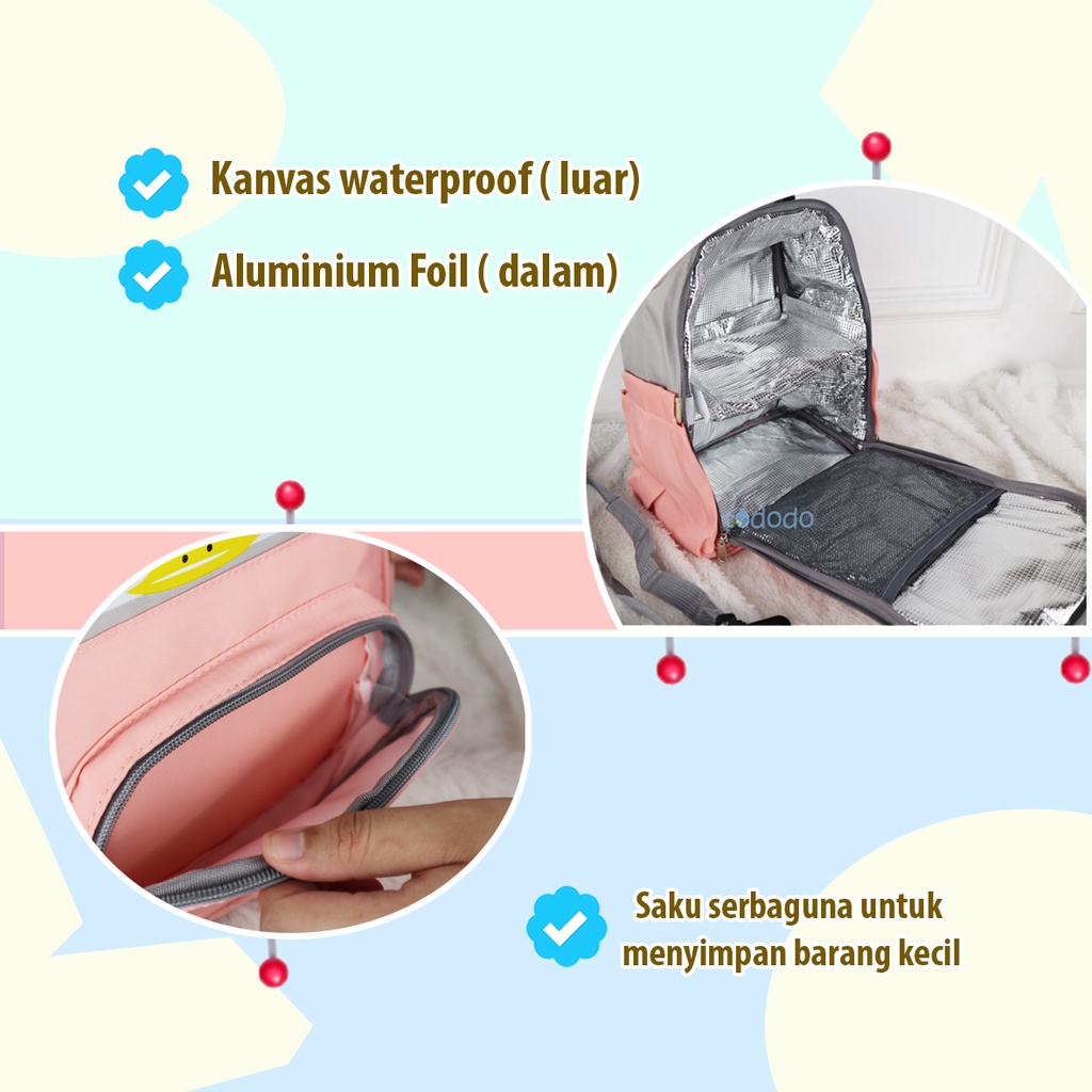 Tas Cooler Bag Simpan &amp; Membawa Asi / Lunch Box Bekal Perlengkapan Bayi / Multifungsi Diaper Bag Duck Series Waterproof / Popok Backpack Ransel Bayi Multifunction