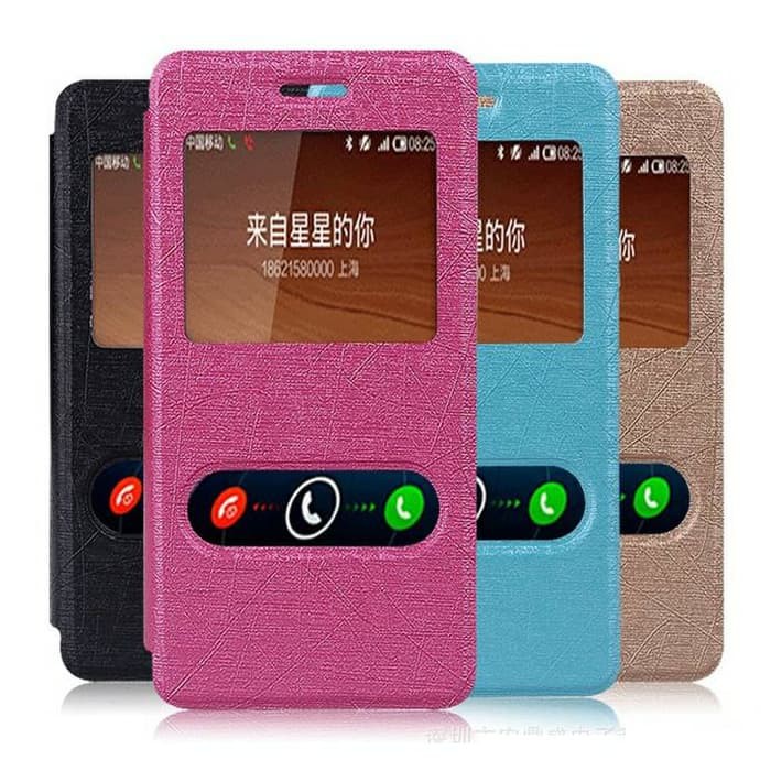 Leather Flip Dual Window Case casing kulit Asus Zenfone 5