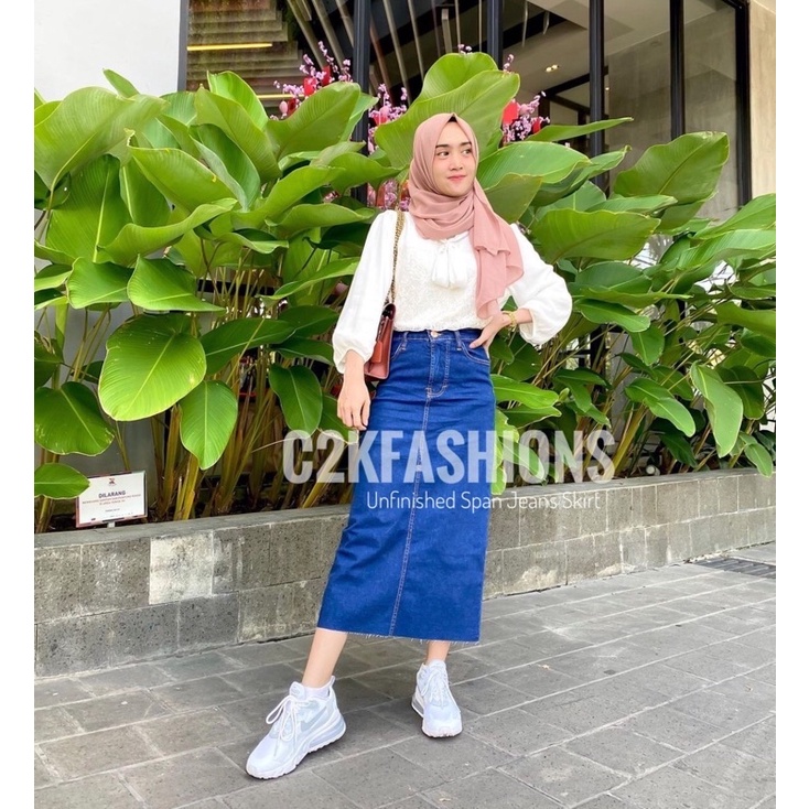Rok Span Jeans 7/9 Unfinished | Rok Span Panjang Jeans | Rok Span Jeans | Yuki Skirt