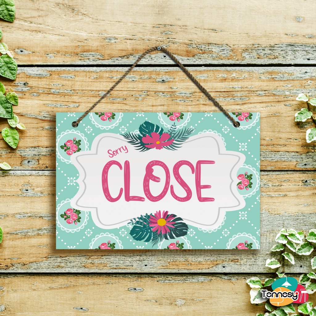 TENNESY PAJANGAN SIGN PINTU OPEN CLOSE TOKO SHABBY VINTAGE 30x20CM HIASAN DINDING GANTUNG WALL DECOR PAJANGAN POSTER DEKORASI KAMAR RUMAH TOKO KAMAR