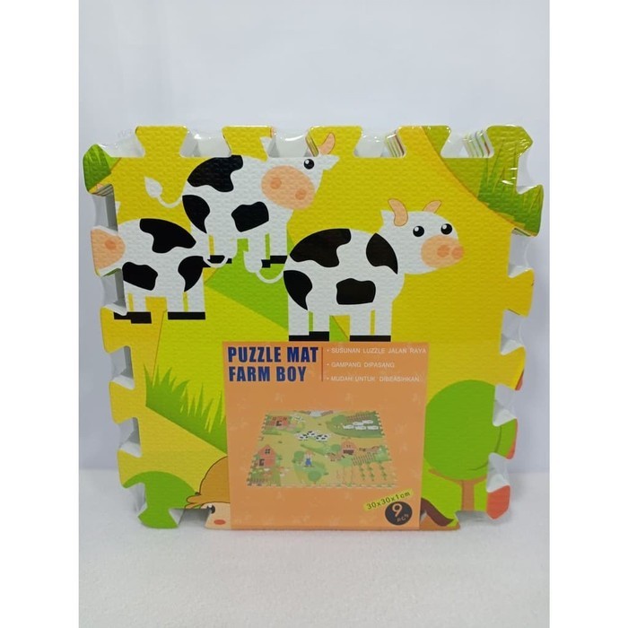 Evamate karpet puzzle lantai motif hewan playmat 30 cm
