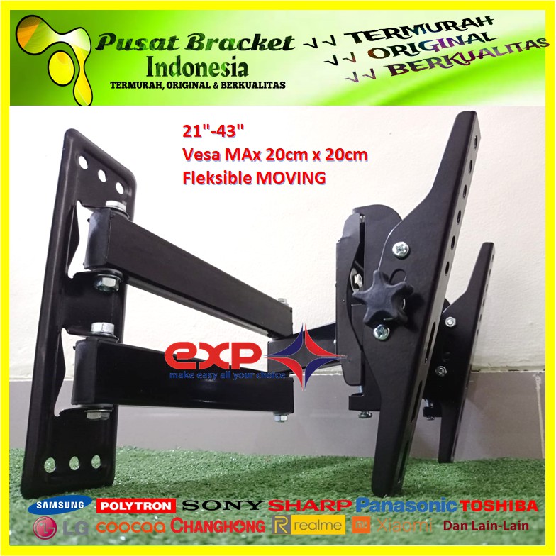 TERLARIS NO #1 Bracket tv lengan 19 21 24 32 40 42 43 INCH Universal  14&quot; s/d 43&quot; 6 ARAH PERGERAKAN Super PREMIUM QUality