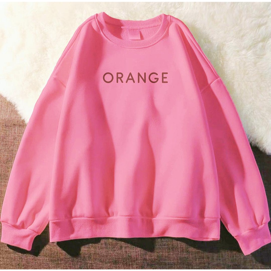 ORANGE SWEATER FLEECE UNISEX TEBAL TERBARU''