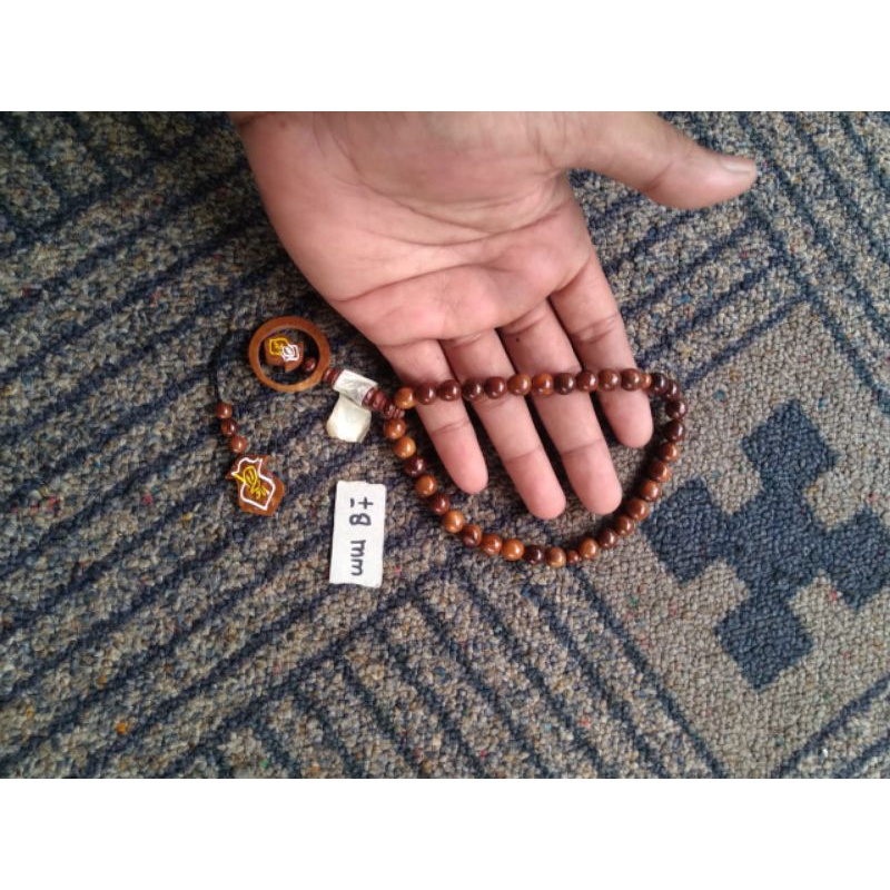 tasbih kokka bulat coklat bulan terompah dobel ± 8 mm ( 8mm ) 33 butir (kauka kaukah pukah pukaha kuka )