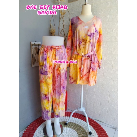 setelan Tie Dye Hijab SAVIRA Rayon Pernik Bali
