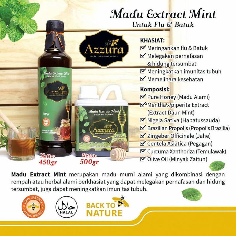 

Madu Extract Mint Azzura Untuk Flu & Batuk