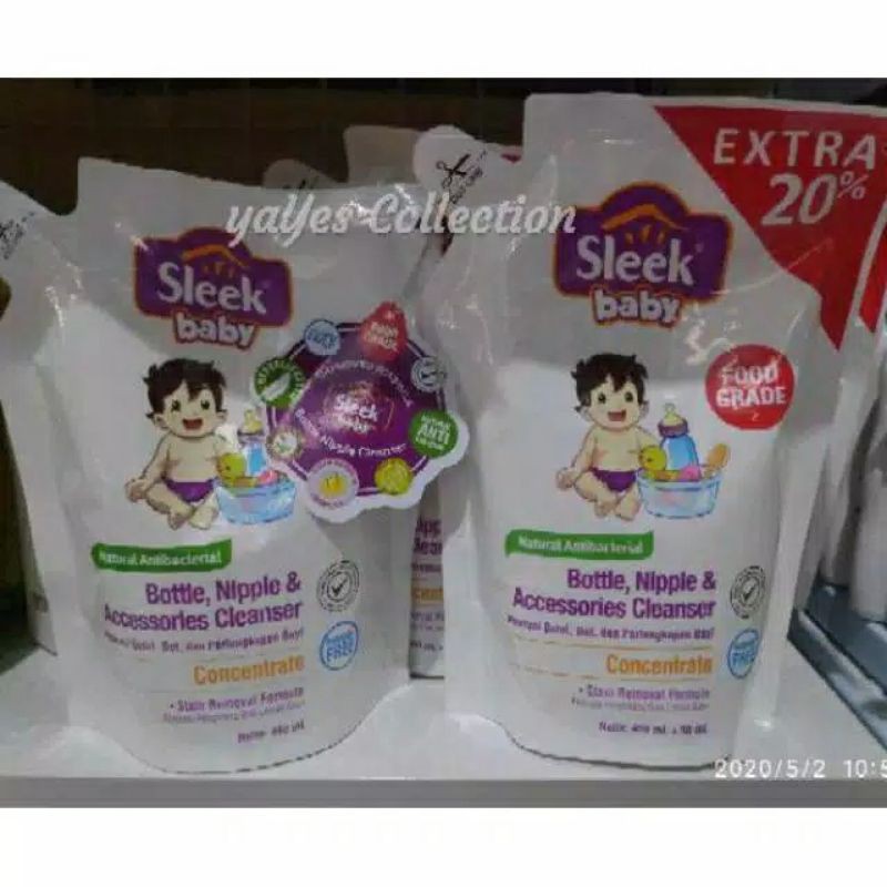 Sleek baby pembersih botol Mainan Dot slek bayi bottle botol kemasan refill 450ml perlengkapan kebersihan anak kids