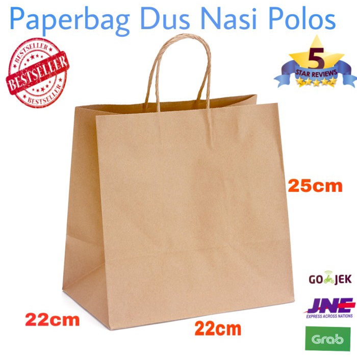 

NEW Tas Dos Nasi 22x21x25 Polos Paperbag Paper Bag Tas Kertas Dus Nasi
