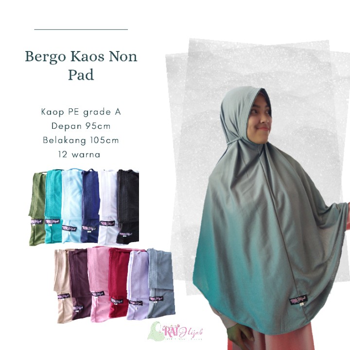 KERUDUNG BERGO HIJAB INSTAN JUMBO BAHAN KAOS NON PAD
