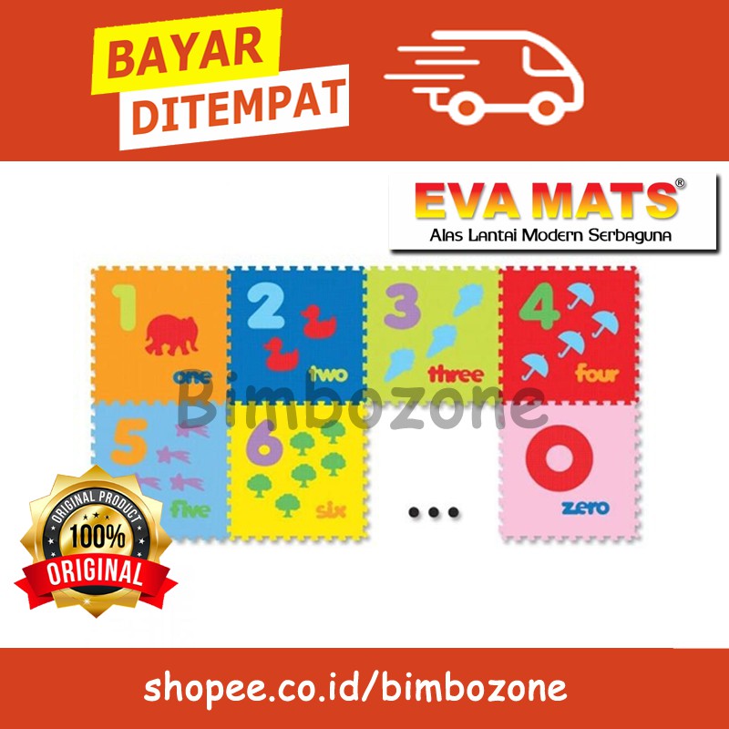 Bimbozone - Karpet Puzzle Evamat Number &amp; Pictures | Evamat 30x30cm UNIMATS - ANGKA GAMBAR