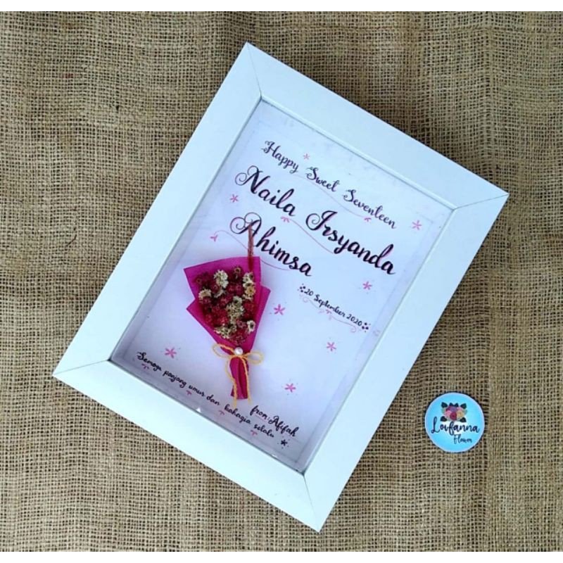 Edelweiss in frame|Kado Figura|Kado Ultah|Kado Pernikahan|Kado Wisuda|Figura Bunga | Lovfanna Flower