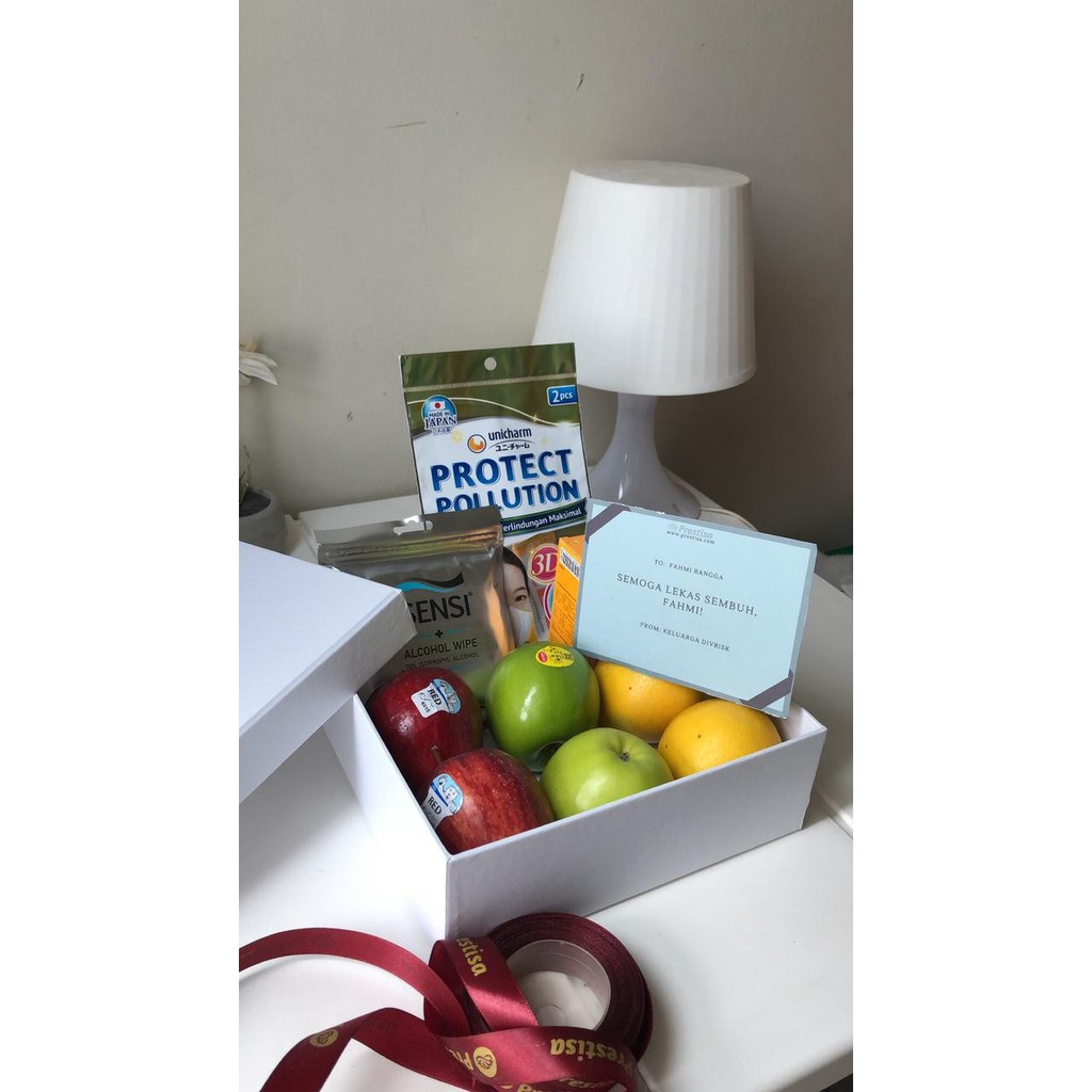 

Hampers box masker buah vitamin custom isoman parcel sehat premium