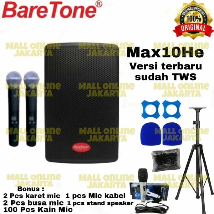 Baretone Max10He Speaker Aktif portable Max 10He 10 inch TWS Bluetooth viral