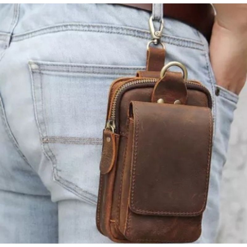 Tas Pinggang Hp - Kulit Sapi Asli - Tas Kulit Pria - Tas Hp Kulit - Tas Kulit Asli