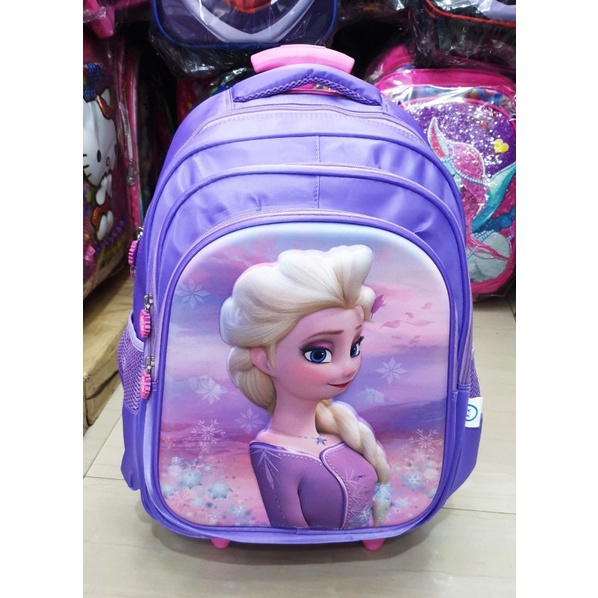 Tas Anak Dorong Besar Frozen Ungu Ransel Sekolah Anak Perempuan T DX238 Tas Sd Trolley Dorong Anak