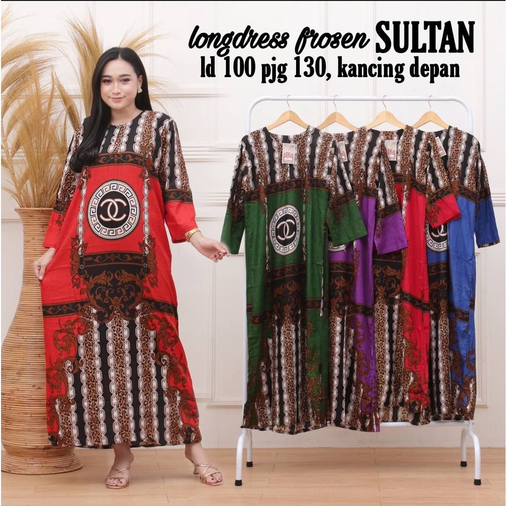 Daster Longdress Wanita Semata Kaki Busui Bahan Rayon Lengan Panjang Kekinian