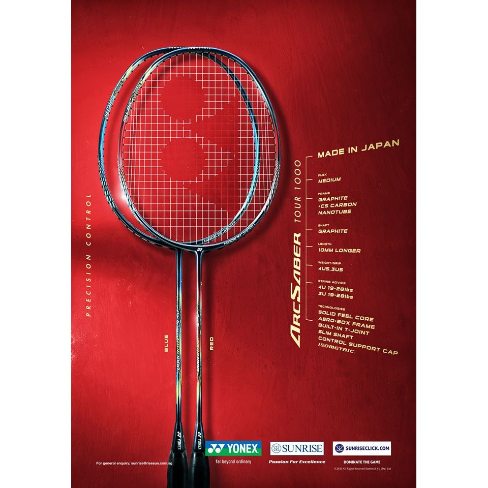 Raket Badminton Yonex Arc Saber Tour 1000 Jepang (Original) Shopee