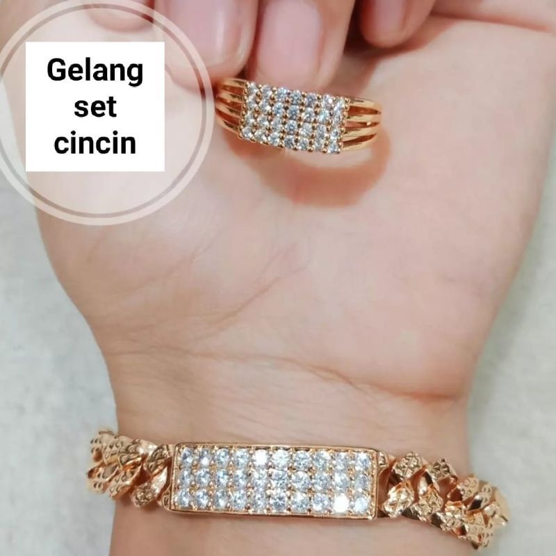 Gelang tangan xuping set cincin aksesoris fashion wanita dewasa