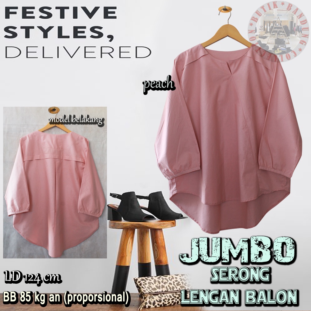 Baju Atasan Wanita / Blus Wanita Model Serong Bahu Lipat Jumbo-4