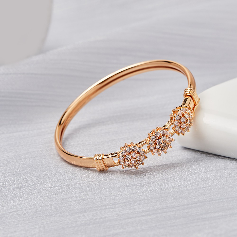 Y381 【COD】 Gelang Wanita Titanium Anti Karat Lapis Emas Gelang Wanita Gold Love Full Diamond Gelang Pesta Mewah-3