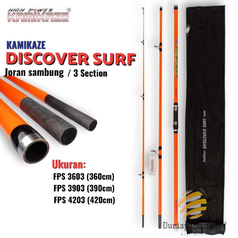 Joran surf sambung 3 kamikaze discover surf 360cm 390cm 420cm bahan carbon