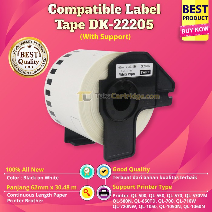 

Label brother 62mm x 30m DK-22205 DK22205 barcode thermal tape continuous lenght paper