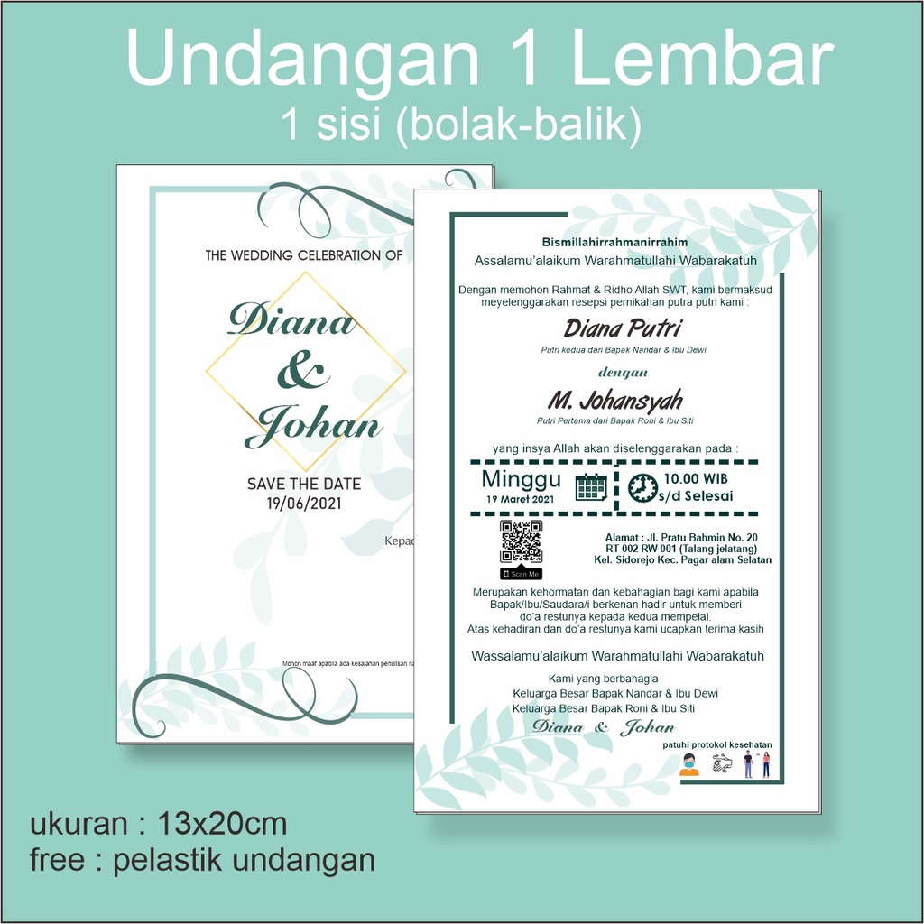 CETAK UNDANGAN 1 LEMBAR 2 SISI CUSTOM DESAIN 1