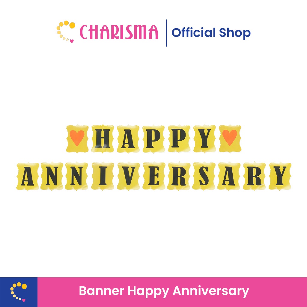 Charisma Banner Happy Anniversary - Bunting Flag Anniversary - Dekorasi pesta