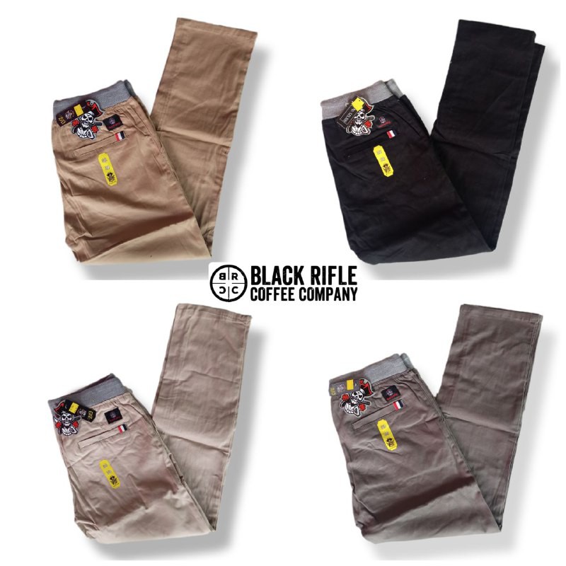 BLACKRIFLE Celana Chino Panjang Pria Reguler Fit Pinggang Karet Rip Distro Premium Size 27-38