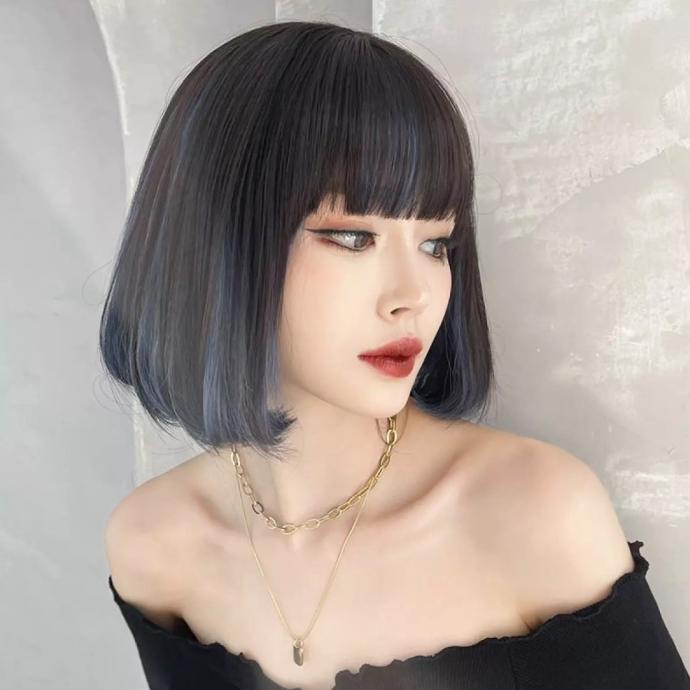 Wig Ombre Highlight Hair Pendek Sebahu Premium Korea Slik Rambut Palsu ---Terbaru---