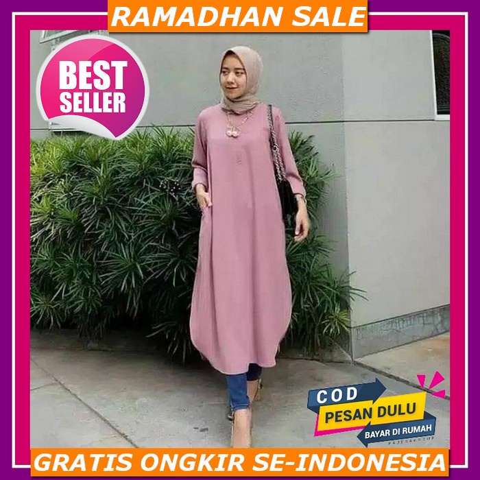 Tunik Wanita Cewek Remaja Dewasa Terbaru 2021 Kekinian Atasan Tunik Baju Tunik Tanggung Baju Kondang