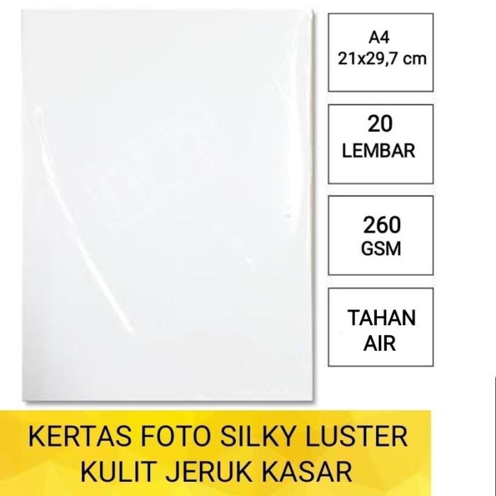

Nay Kertas Seni / Kertas Foto Silky Luster 260 Gsm A4 Isi 20 Lembar/Kulit Jeruk Kasar Kualitas Terbaik