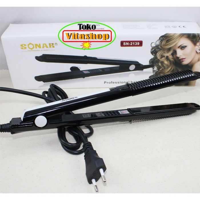 Catok Sonar SN-2139 Catokan rambut pelurus temperatur suhu 2 in 1