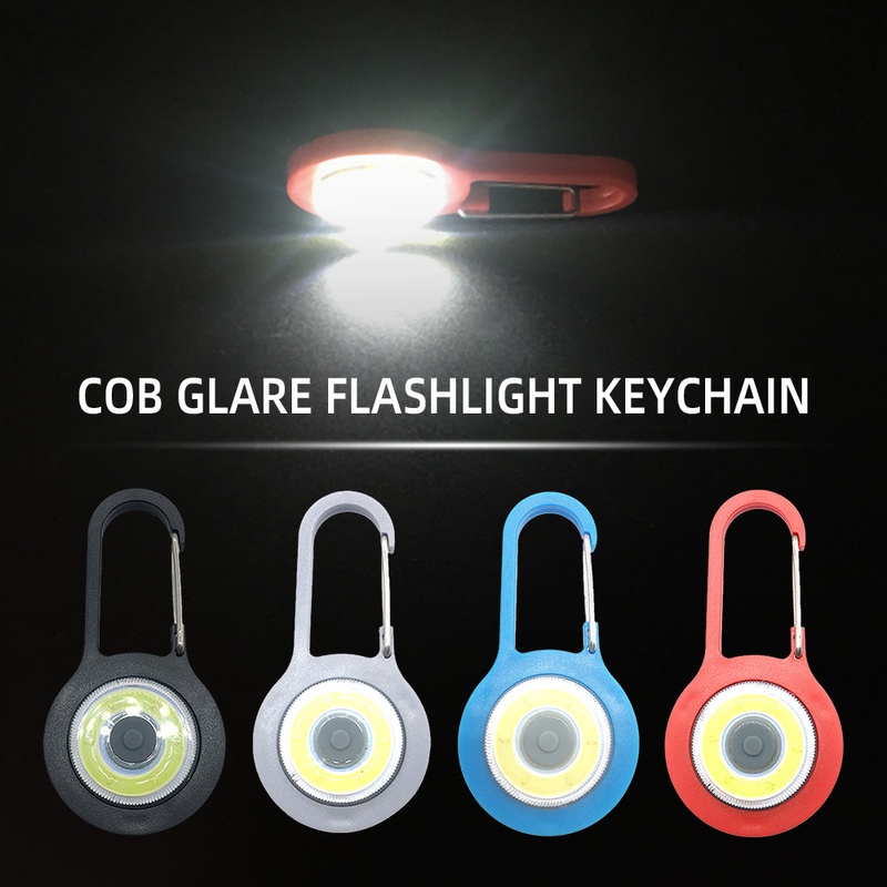 Lampu Senter COB Mini Carabiner Gantungan Kunci Kualitas Tinggi Untuk Darurat / Outdoor