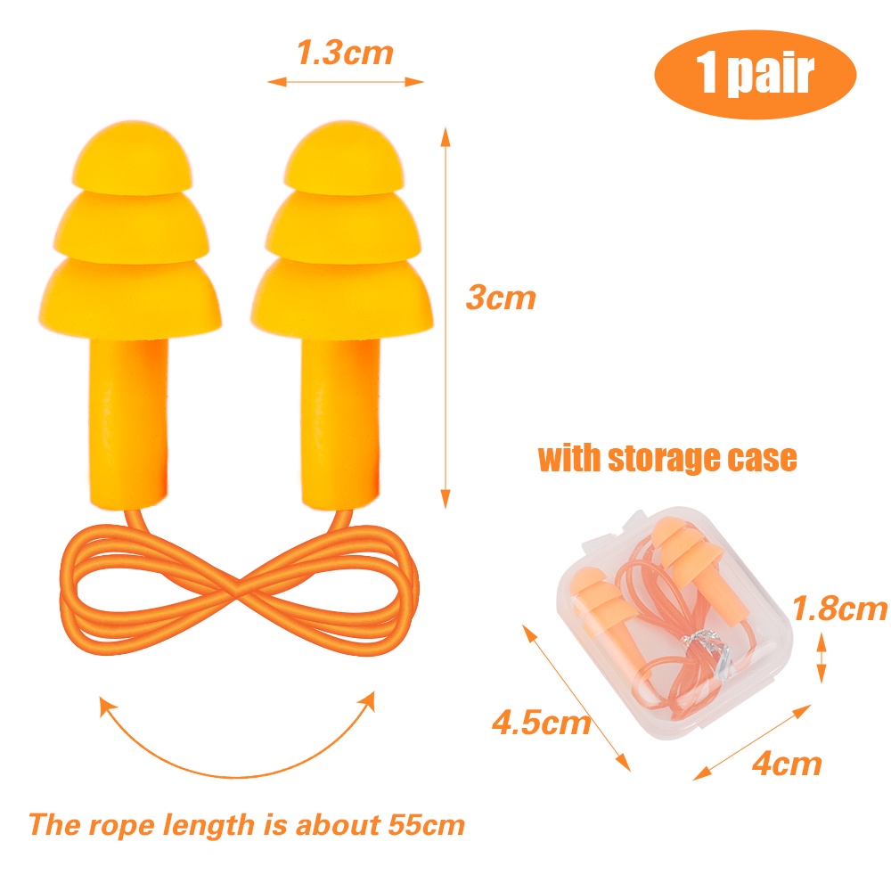 1 Pasang Earplugs Bahan Silikon Anti Bising Tahan Air Dengan Tali Untuk Berenang