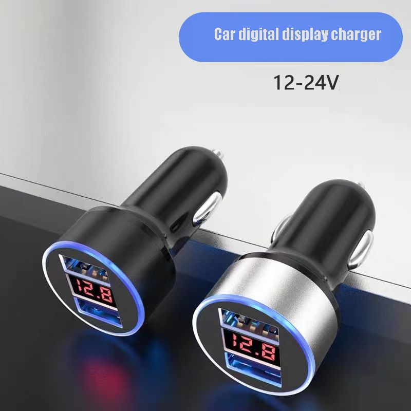 (Dalam stok, dikirim dari Jakarta)Asli Dual Port 3.1A 12V/24V Dual USB Charger Mobil Tampilan Digital iPhone Xiaomi Samsung Quick Charge Universal Voltage Monitor Tampilan Layar Mobil Charging Voltage Display Charger Mobil Mobil Pengisi Daya Ponsel