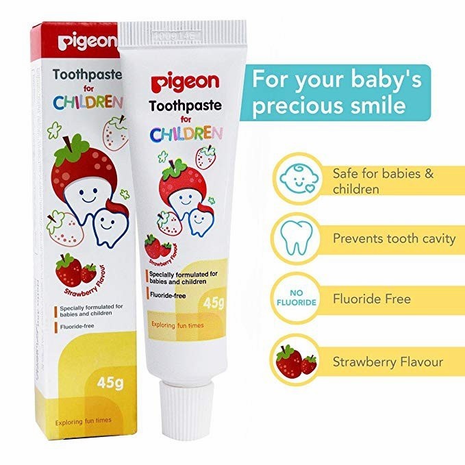 PIGEON Toothpaste Strawberry Pasta Gigi Bayi Strawberry 45gr Pasta Gigi Bayi Anak Aman Tertelan