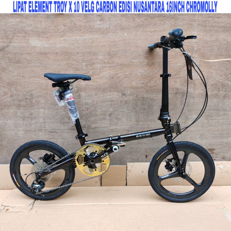Sepeda Lipat Element Troy X10 16Inch Edisi Nusantara Bali Velg Carbon Chromolly Rem Hydraulic