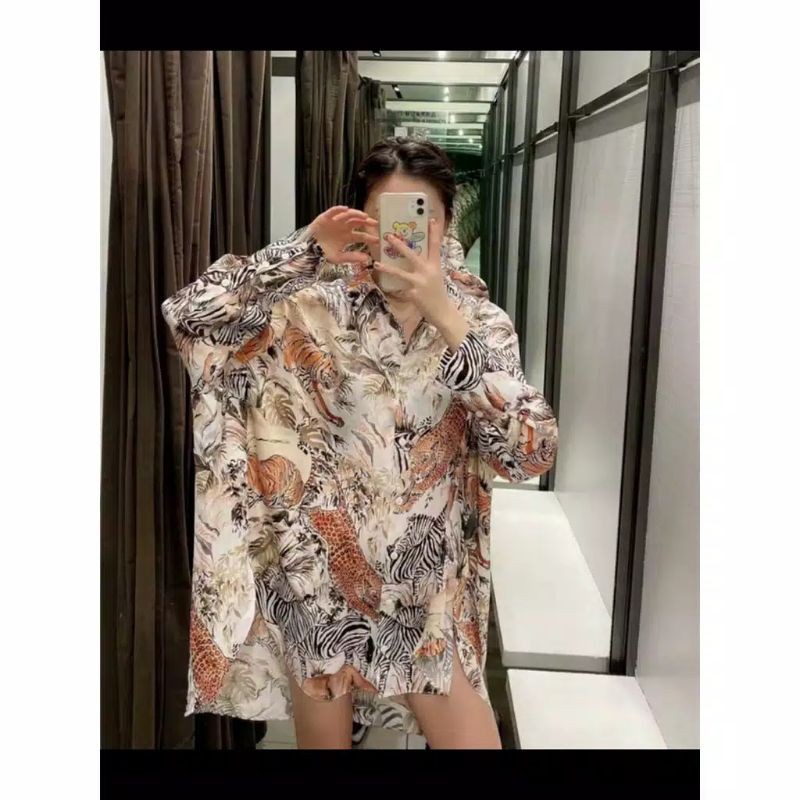 MDLV ~ KEMEJA SAFARI OVERSIZED SHIRT 4748 /KEMEJA BIG SIZE LENGAN PANJANG CEWEK/ FASHION IMPORT