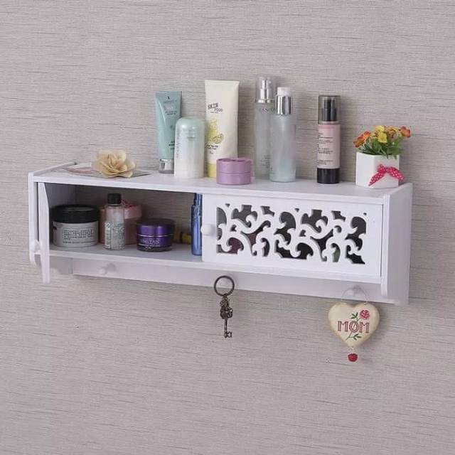 Rak kosmetik / toilet pintu laci ukir putih shabby pekanbaru riau