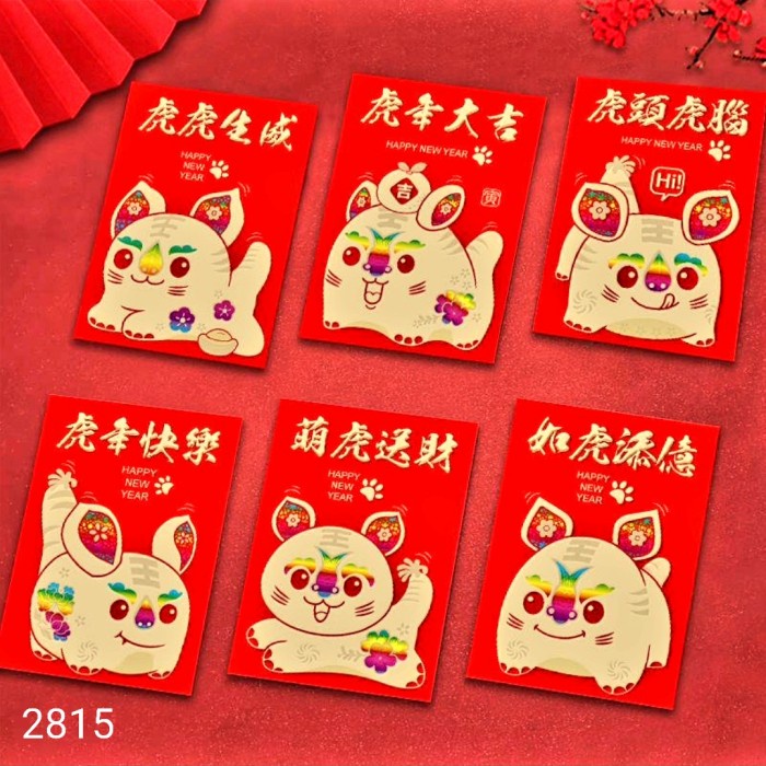 

Angpao Imlek Pendek Murah Angpau Sincia Macan 2022 Ampau Merah isi 6