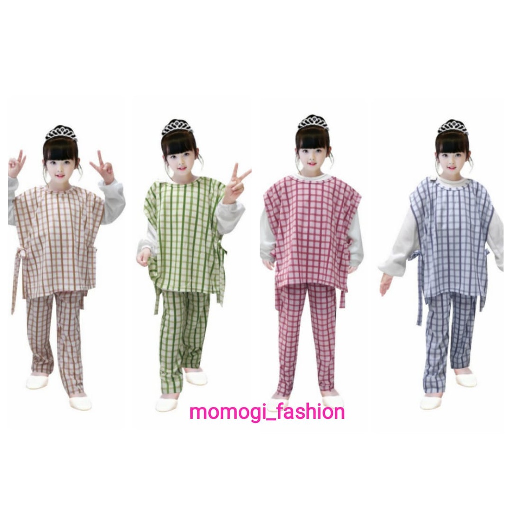 MOMOGI-SETELAN ROMPI 3 IN 1 MOTIF KOTAK / Usia 5-11thn