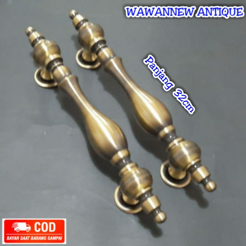 Handle Pintu / Gagang Pintu Rumah Pagar Kuningan Motif Teratai 32cm