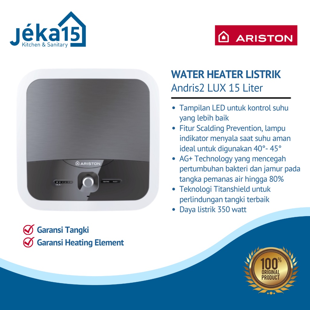 ELECTRIC WATER HEATER ARISTON ANDRIS2 LUX | WATER HEATER LISTRIK 15L