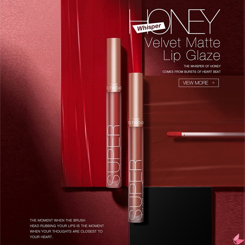 (READY&amp;ORI) O.Two.O Honey Whisper Velvet Matte Lip Glaze Lipstik Anti Air Tahan 24 Jam 9134 Lipstick