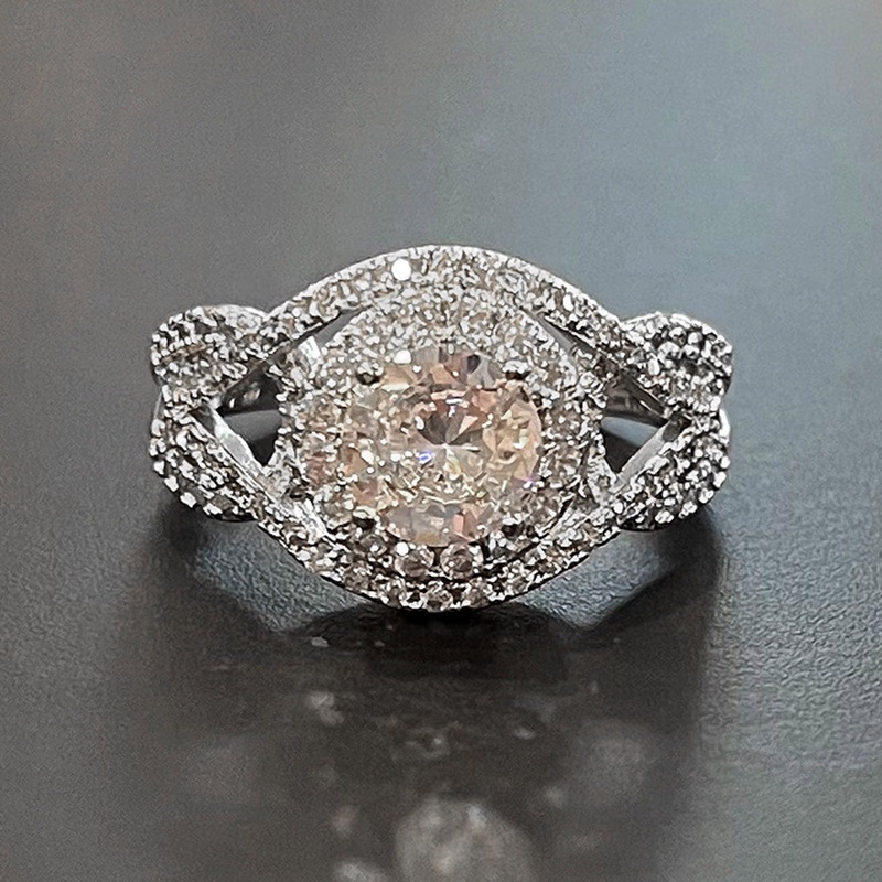 Cincin Cubic Zirconia Warna Putih Untuk Wanita