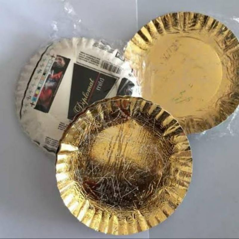 Piring kue kertas / paper plate / piring ultah kertas gold