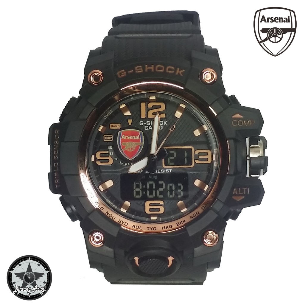 { EXCLUSIVE } JAM TANGAN ARSENAL DUAL TIME (LIST ROSE GOLD)